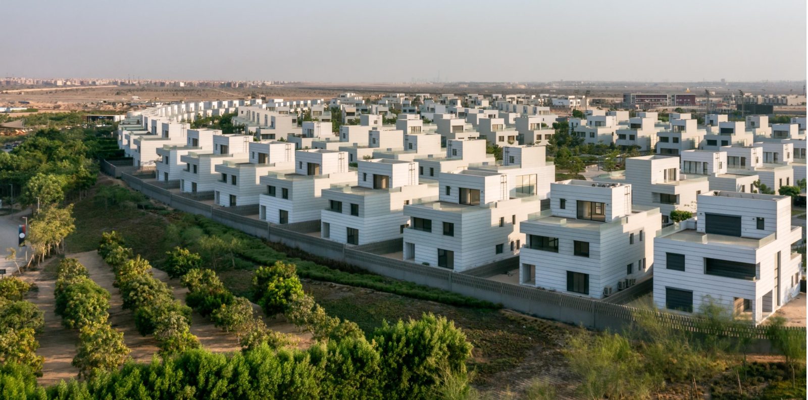 Aerial view across the delivered ALBUROUJ neighbourhoods