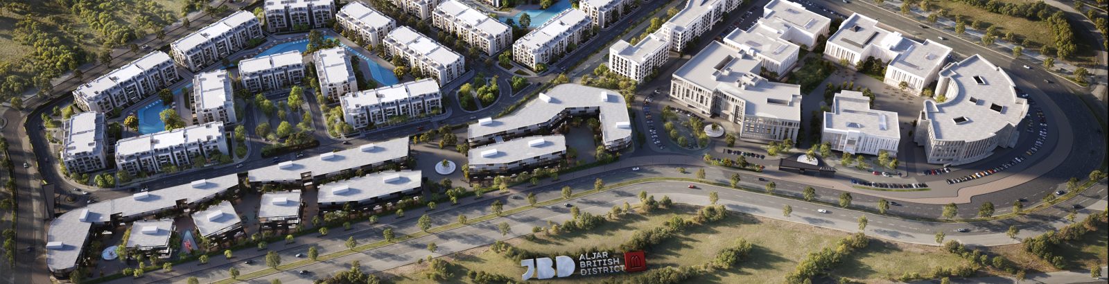 Al Jar British District — aerial view of the residential and commercial quarters